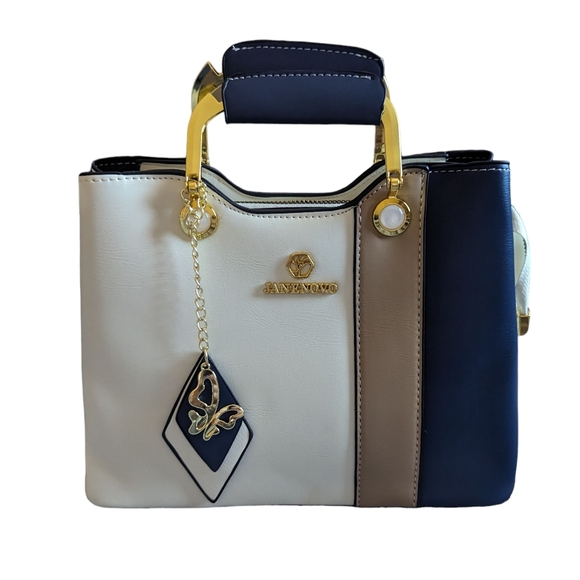 Blue, Beige & Tan Handbag - Picture 2 of 8